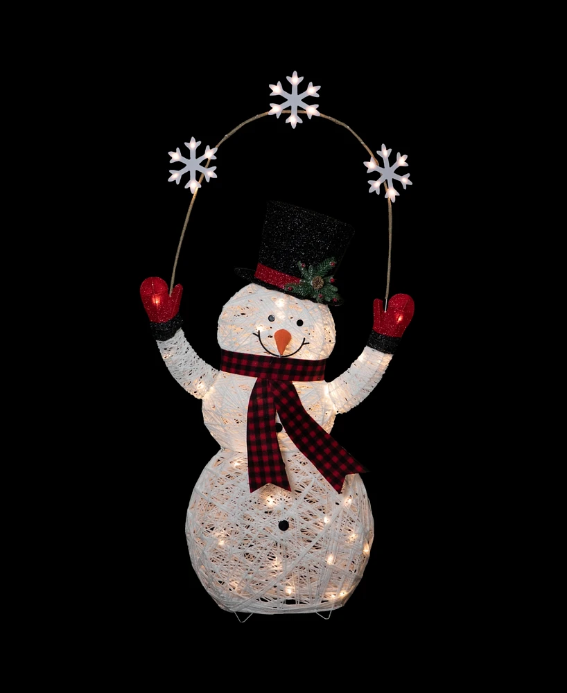 Northlight 57" Led Lighted Snowman Holding Snowflakes Outdoor Christmas Decoration