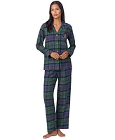 Lauren Ralph Women's Plaid Notched-Collar Pajama Set