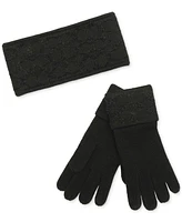 Coach Women's Signature C Metallic Headband and Touch Tip Gloves Set