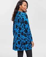 Jm Collection Petite Floral-Print Open-Front Cardigan, Created for Macy's