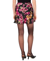 1.state Women's Bias-Cut Floral Satin Mini Skirt