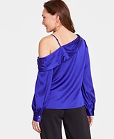 I.n.c. International Concepts Women's Lace-Shoulder Long-Sleeve Blouse, Created for Macy's