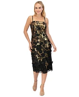 Eliza J Women's Floral-Applique Sequinned Dress