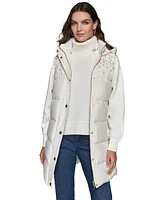 Karl Lagerfeld Paris Women's Embellished Hooded Puffer Coat