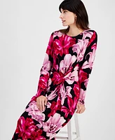 I.n.c. International Concepts Women's Printed Long-Sleeve Midi Dress, Exclusively at Macy's