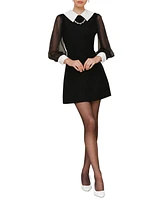 Avec Les Filles Women's Collared Contrast-Sleeve Dress