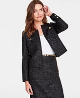 I.n.c. International Concepts Petite Collarless Metallic Tweed Jacket, Created for Macy's