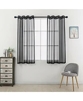 Kate Aurora 2 Piece Designer Sheer Voile Grommet Top Window Curtains