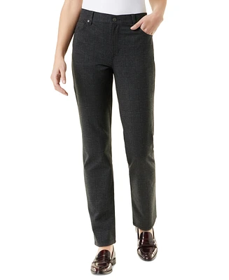 Gloria Vanderbilt Petite Amanda High-Rise Straight Plaid Pants