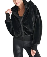 Dkny Sport Women's Faux-Fur Zip-Front Bomber Jacket