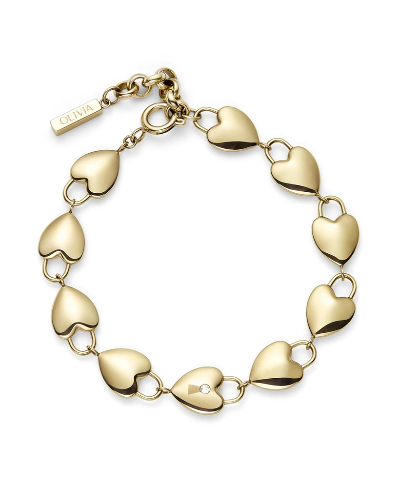 Olivia Burton Women's Locked Heart Gold Plated Bracelet