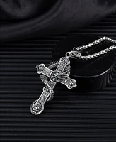 Rhona Sutton Silver Gothic Cross Stainless Steel Pendant Necklace