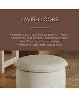 Maven Lane Lyra Contemporary Ottoman in Dove Fabric Upholstery