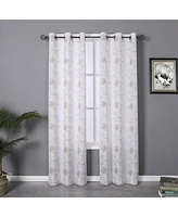 Kate Aurora Floral Embroidered Double Layered Sheer Grommet Curtains