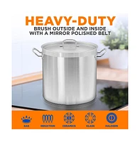NutriChef Stainless Steel Cookware Stockpot - 35 Quart, Heavy Duty Induction Pot, Soup Pot With Stainless Steel Lid