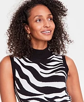 I.n.c. International Concepts Women's Zebra Jacquard Sweater Dress, Created for Macy's