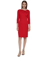 Calvin Klein Women's Bow-Neck 3/4-Sleeve Sheath Dress