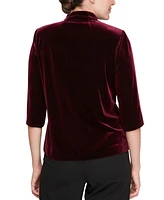 Alex Evenings Petite Velvet Asymmetrical High-Collar Top