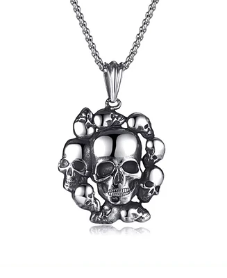 Rhona Sutton Skull Cluster Stainless Steel Pendant Necklace