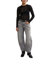 Free People Women's The Meadow Long-Sleeve Crewneck Lace Top