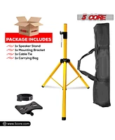 5 Core Speaker Stand Tripod Floor Heavy Duty Adjustable Up to 72 Inch Dj Studio Monitor Stands Pole Mount - Ss Hd 1 Pk Ylw Bag