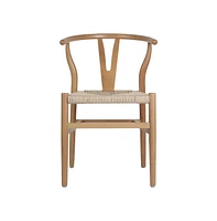 Merrick Lane Staci Set Of 2 Stack Dining Chairs With Wishbone Style Design, Solid Wood Frames, Woven Kraft Paper Rope Seats