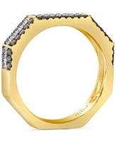 Le Vian Chocolatier Chocolate Diamond & Vanilla Diamond Three Row Ring (3/8 ct. t.w.) in 14k Gold