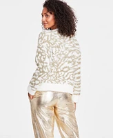 I.n.c International Concepts Women's Metallic Print Sweater, Created for Macy's