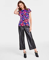 I.n.c. International Concepts Women's Printed Side-Gathered Top, Created for Macy's