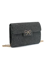 Like Dreams Frost Glitter Gem Bow Evening Crossbody Bag