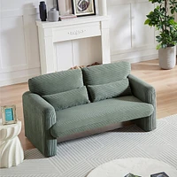 Modern Corduroy Loveseat Sofa with Pillows and Support