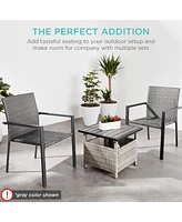 Best Choice Products Set of 2 Wicker Chairs, Stackable Outdoor Dining Furniture w/ Armrests