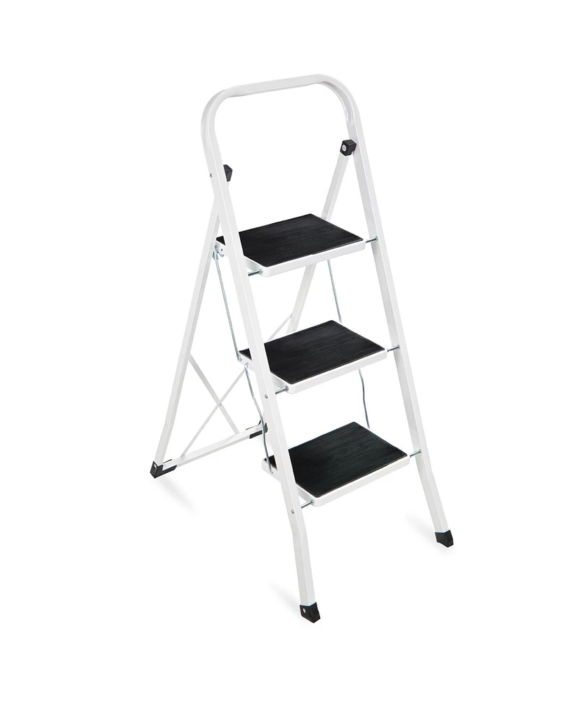 Best Choice Products 3 Step Ladder Folding Lightweight Step Stool for Home w/ Non-Slip Feet, Padded Steps, 330lb White