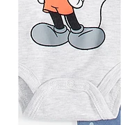 Disney Baby Boys Mickey Mouse Quilted Shirt, Bodysuit & Pants Set