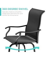 Best Choice Products Set of 2 Outdoor Swivel Bar Stools, Patio Barstool Chairs w/ 360 Rotation, All-Weather Mesh