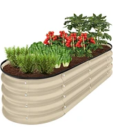 Best Choice Products 4x2x1ft Outdoor Raised Metal Oval Garden Bed, Planter Box for Vegetables, Flowers