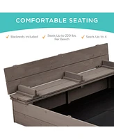 Best Choice Products 47x47-Inch Kids Wooden Outdoor Sandbox w/ 2 Foldable Bench Seats, Sand Protection, Liner