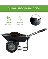 Best Choice Products Dual-Wheel Home Wheelbarrow Yard Garden Cart for Lawn, Construction