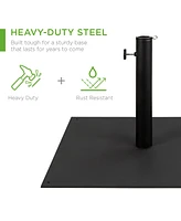 Best Choice Products 38.5lb Steel Umbrella Base, Square Patio Stand w/ Tightening Knob and Anchor Holes - Black