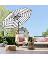 Best Choice Products 10ft Solar Led Lighted Striped Patio Umbrella w/ Crank, Tilt, Push Button, 6 Ribs