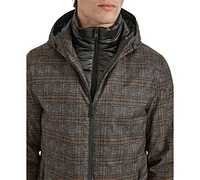 Kenneth Cole Men's Water-Resistant Hooded Stadium Coat with Removable Puffer Bib