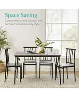 Best Choice Products 5-Piece Indoor Modern Metal Wood Rectangular Dining Table Furniture Set w/ 4 Chairs