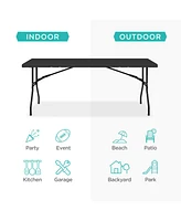 Best Choice Products 6ft Plastic Folding Table, Indoor Outdoor Heavy Duty Portable w/ Handle, Lock