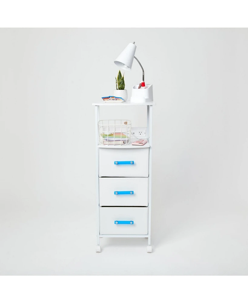 Dormify Sutton Charging 3 Drawer on Wheels| Storage, Side Table, Night Stand, Dorm Room Essentials, Dorm Essentials, Apartment Essentials, College Ess