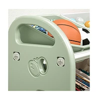 Kids Toy Storage Organizer – Green Multi-Functional Unit with 6 Bins, Hdpe Shelves for Playroom, Bedroom, or Living Room