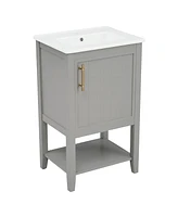 Slickblue 20-Inch Bathroom Vanity with Sink, Soft-Close Door, Storage Rack & Open Shelf