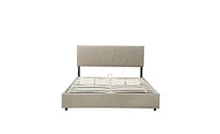 Slickblue Full Upholstered Platform Bed with Lifting Storage for Maximized Space