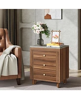 Tribesigns Nightstand with 3 Drawers, Wood Bedside Table Night Stands for Bedroom, Sofa Side End Table with Storage Drawers for Living Room, Small Spa