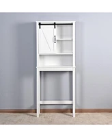 Slickblue Over-the-Toilet Storage Cabinet Space-Saving Bathroom Organizer with Adjustable Shelves & Barn Door