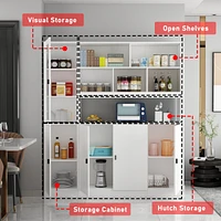 Famapy 13-Shelf Wood Standard Bookcase Bookshelf With Glass Doors